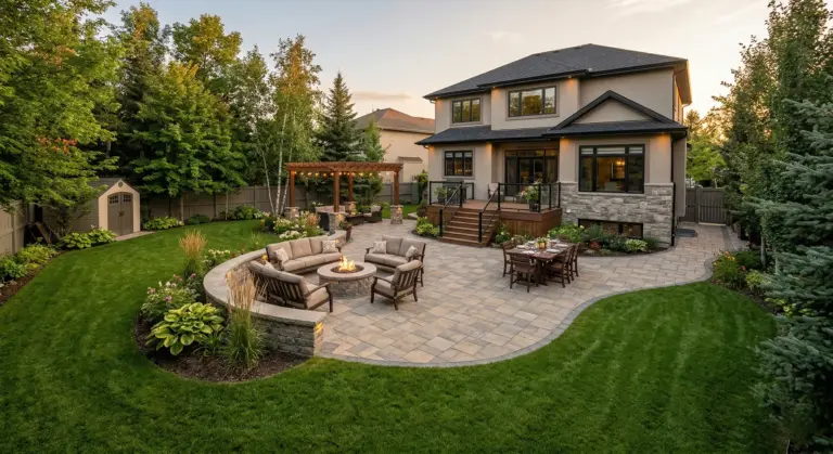 Landscaping cost Winnipeg completed patio retaining wall and outdoor living space