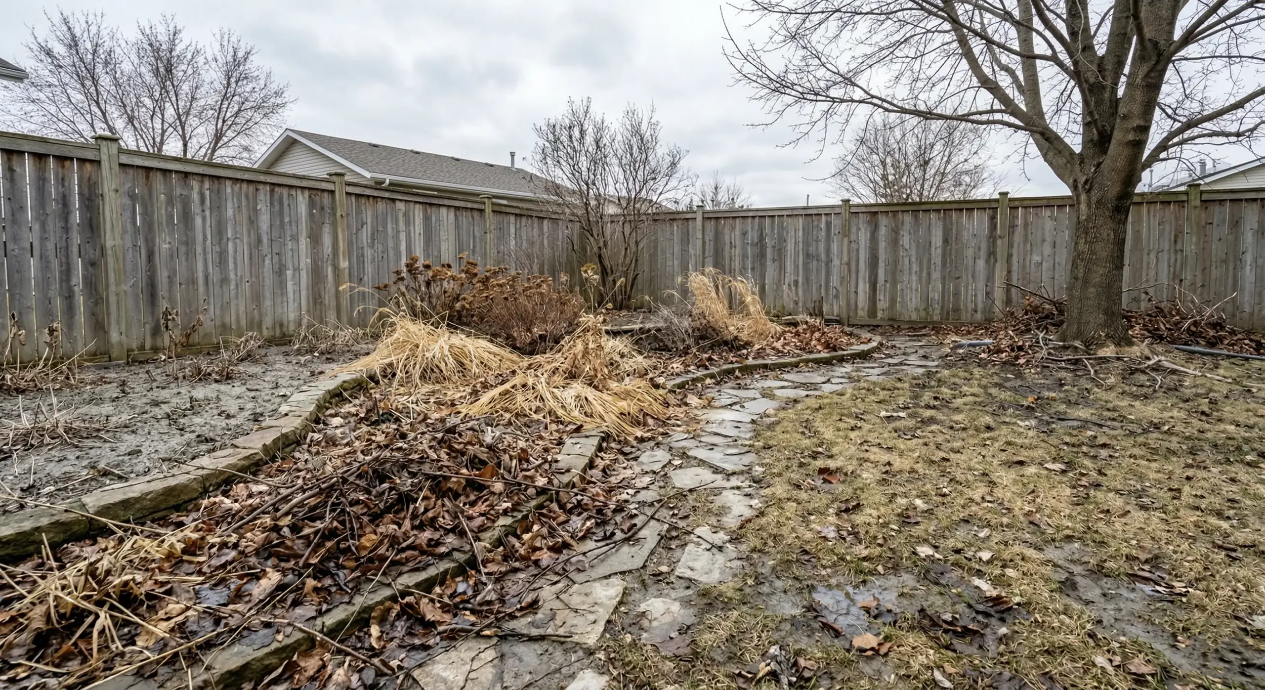 After spring cleanup: tidy beds and refreshed lawn
