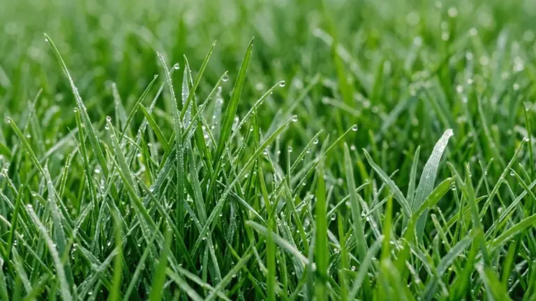 Close-up of dense Zone 3 grass blend on Winnipeg lawn showing Kentucky bluegrass creeping red fescue and perennial ryegrass turf