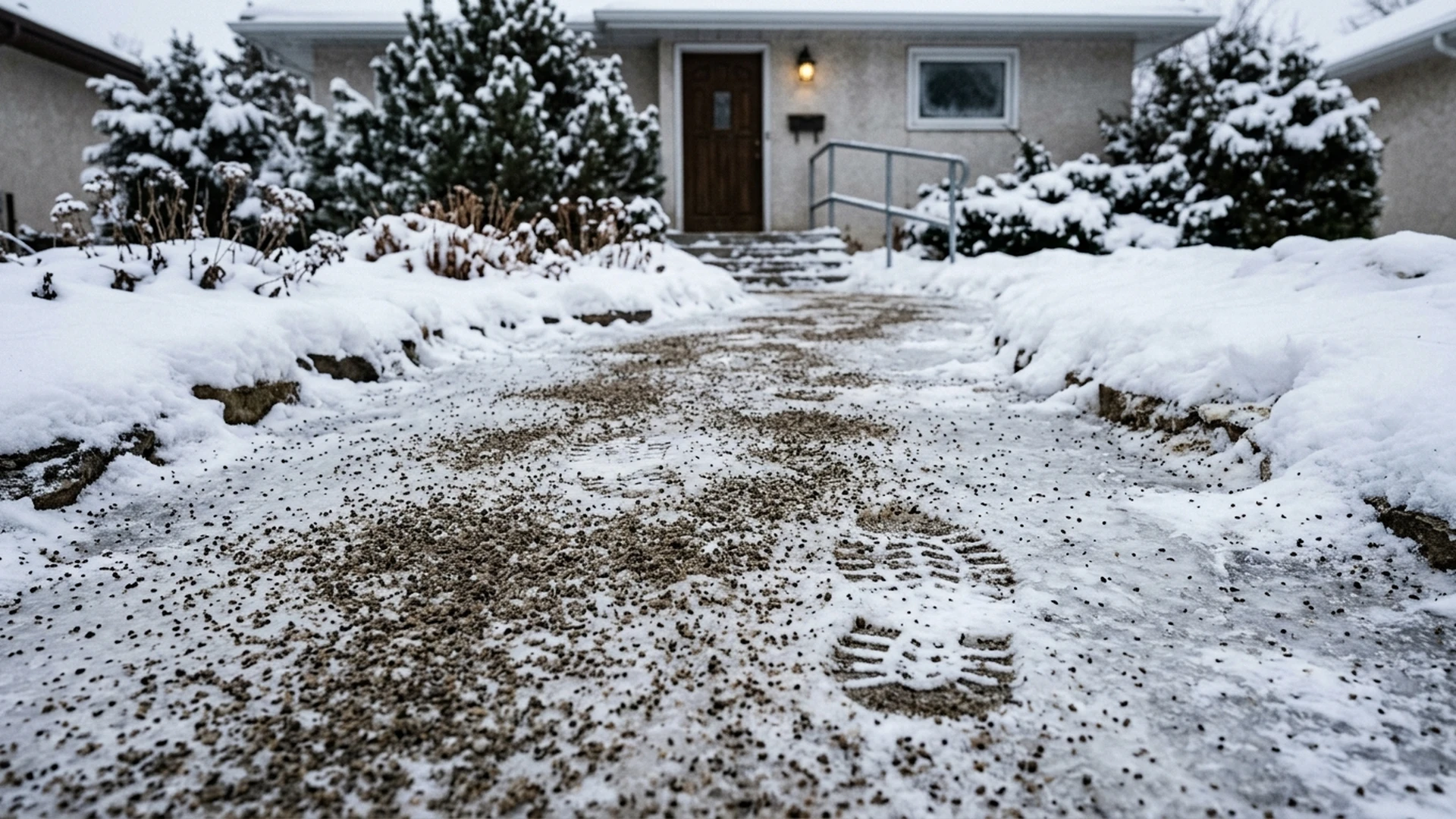Winter sanding service Winnipeg ice control on residential driveway and walkway