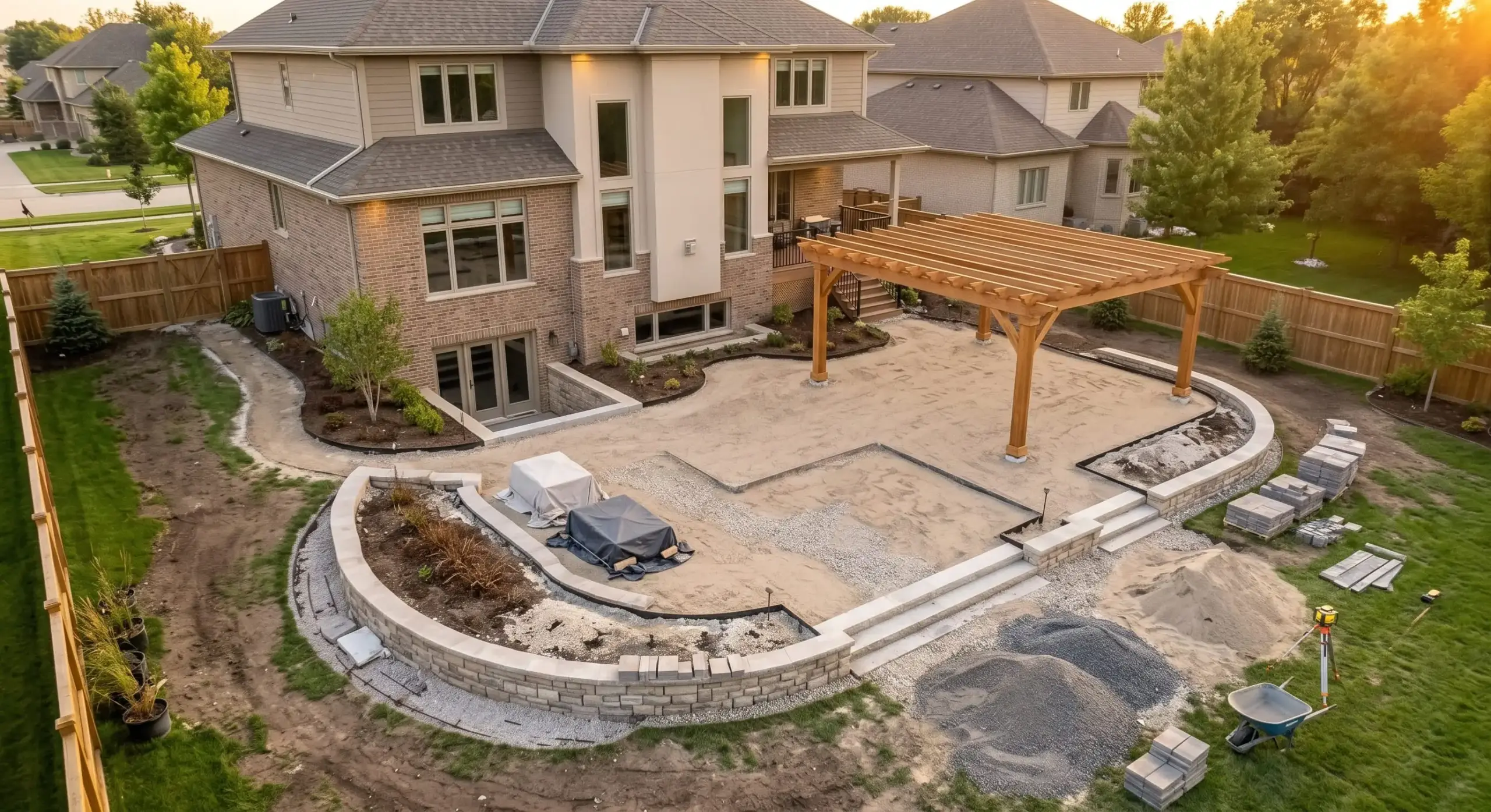Deep excavation and compacted granular base built for Manitoba's four-foot frost depth